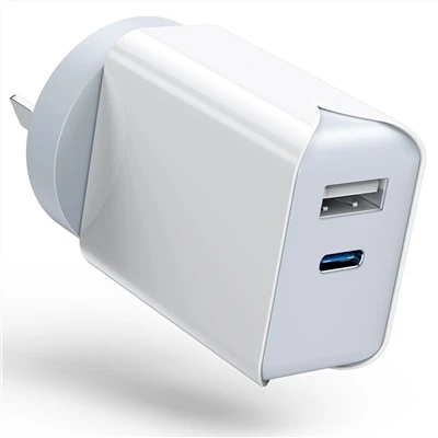 Pengisi Daya Dinding USB Ganda Putih Portabel